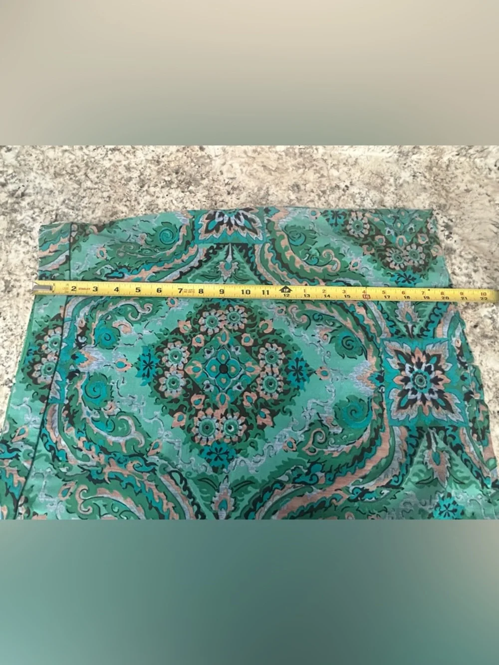 J. Crew Casbah Green Paisley Print Sateen Pencil Skirt Stretch Colorful Size 4